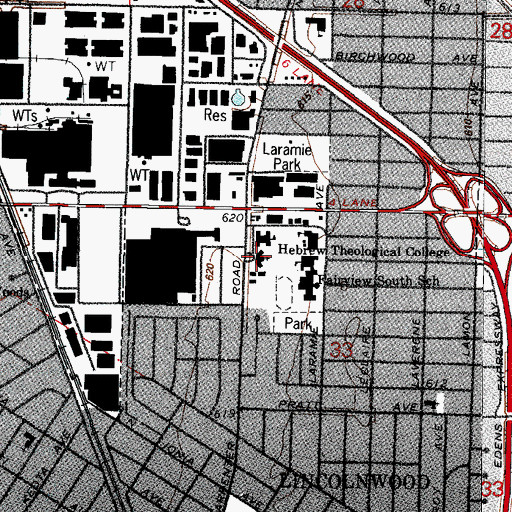 Topographic Map of Hebrew Theological College, IL