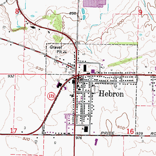 Topographic Map of Hebron, IL