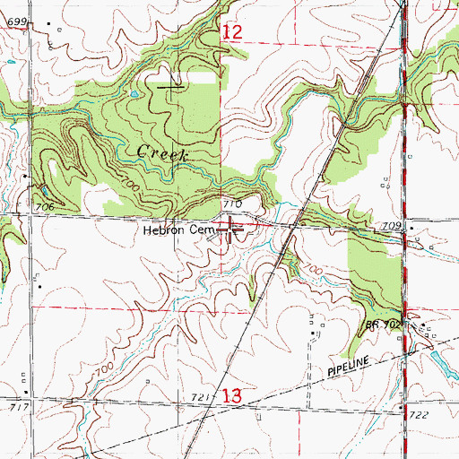 Topographic Map of Hebron Cemetery, IL