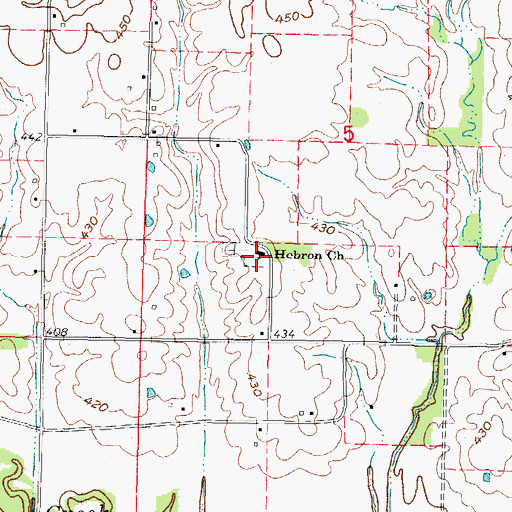 Topographic Map of Hebron Church, IL