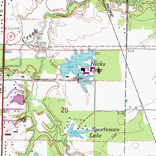 Topographic Map of Hecks Lake, IL