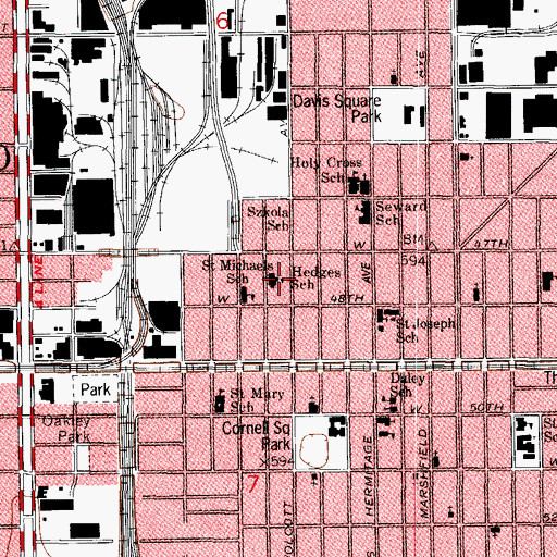 Topographic Map of Hedges Elementary School, IL