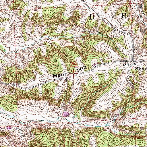 Topographic Map of Heer Hill, IL