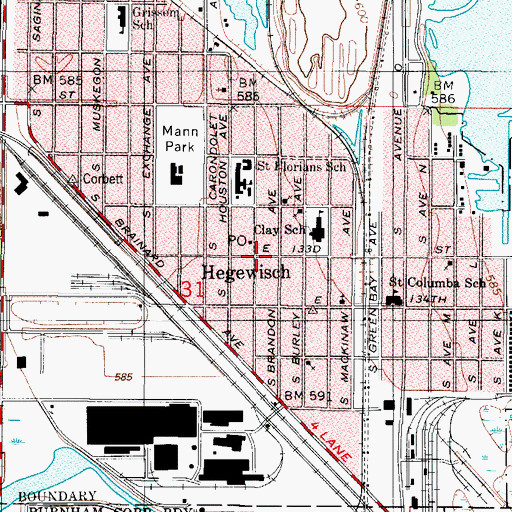 Topographic Map of Hegewisch, IL