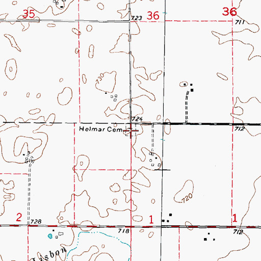 Topographic Map of Helmar Lutheran Cemetery, IL