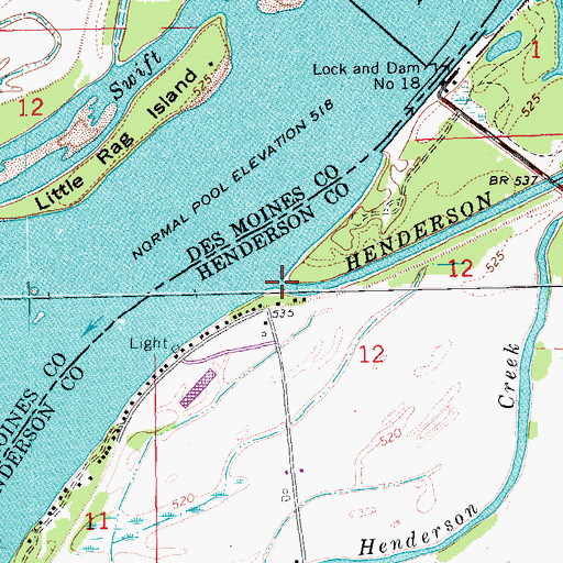 Topographic Map of Henderson Creek, IL