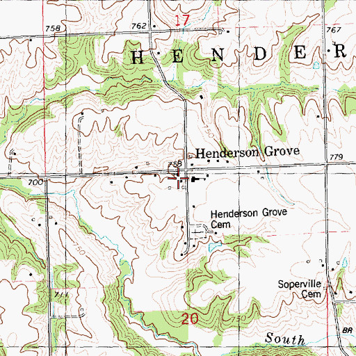 Topographic Map of Henderson Grove, IL