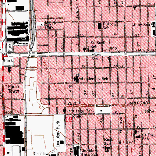 Topographic Map of Henderson School, IL