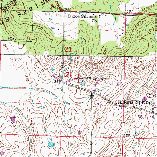 Topographic Map of Henley Cemetery, IL