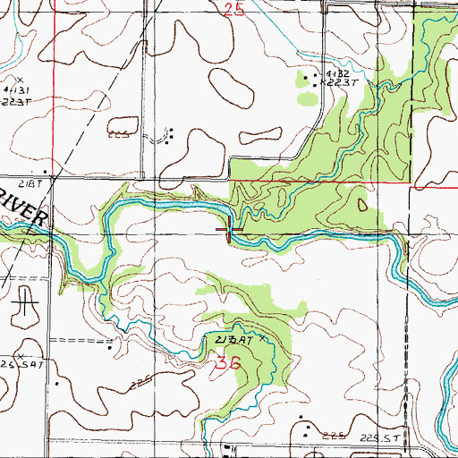 Topographic Map of Henline Creek, IL