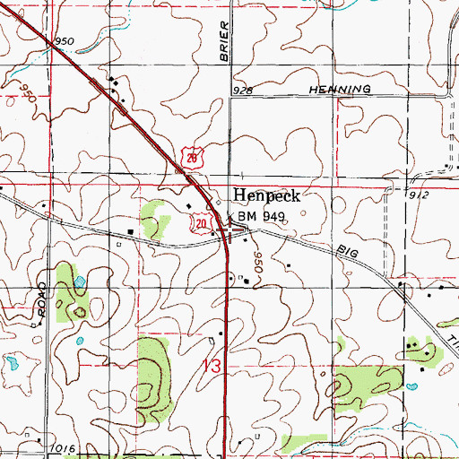 Topographic Map of Henpeck, IL