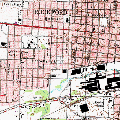 Topographic Map of Henrietta Park, IL