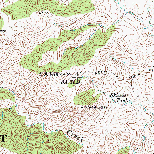 Topographic Map of SA Hill Trick Tank, AZ
