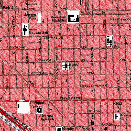 Topographic Map of Henry School, IL