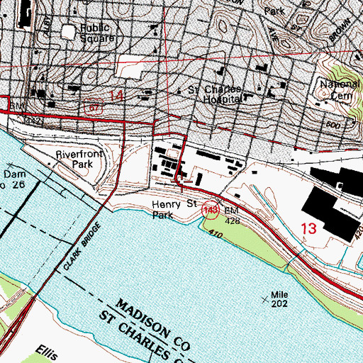 Topographic Map of Henry Street Park, IL