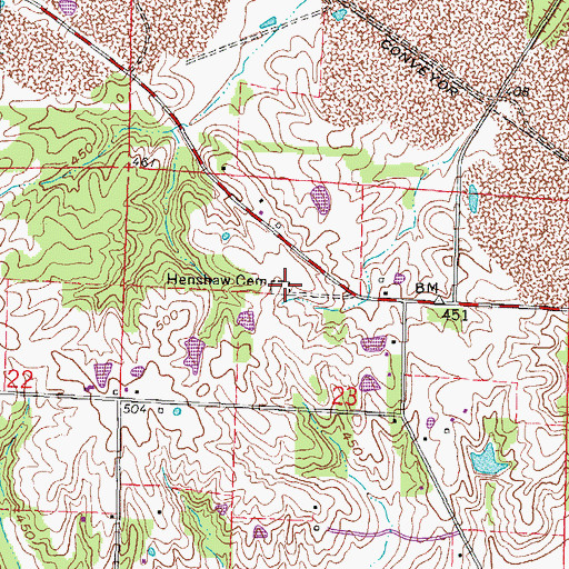 Topographic Map of Henshaw Cemetery, IL