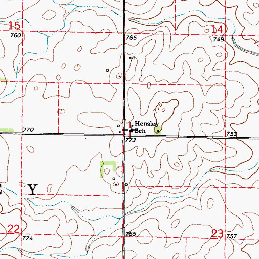 Topographic Map of Hensley School, IL