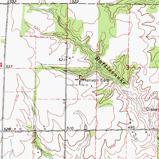 Topographic Map of Henson Cemetery, IL