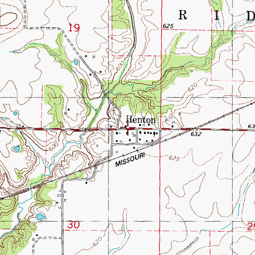 Topographic Map of Henton, IL