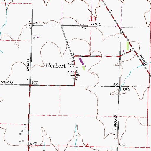 Topographic Map of Herbert, IL