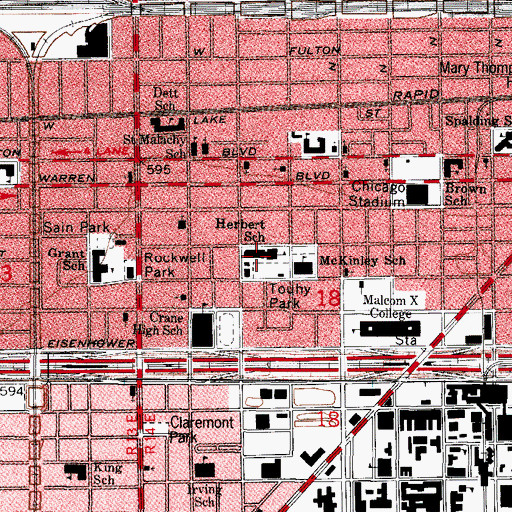 Topographic Map of Herbert Elementary School, IL