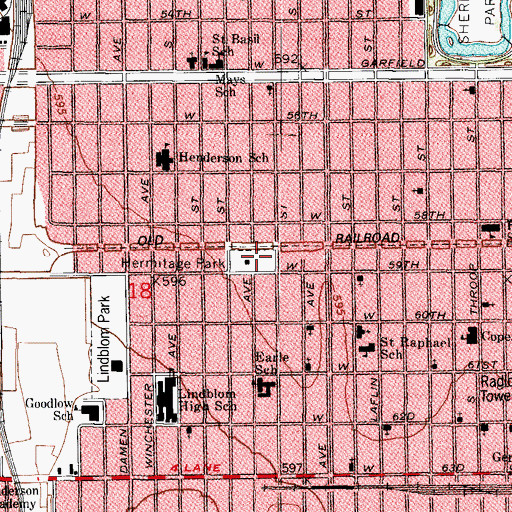 Topographic Map of Hermitage Park, IL