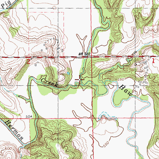 Topographic Map of Hermon Creek, IL