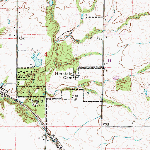 Topographic Map of Hirstein Cemetery, IL