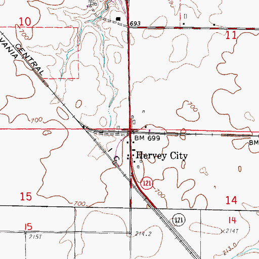 Topographic Map of Hervey City, IL