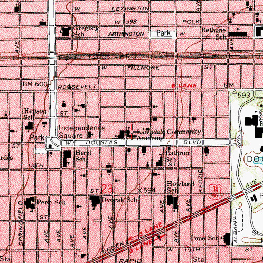 Topographic Map of Hess School, IL