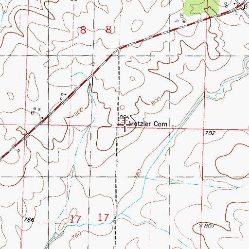 Topographic Map of Hetzler Cemetery, IL