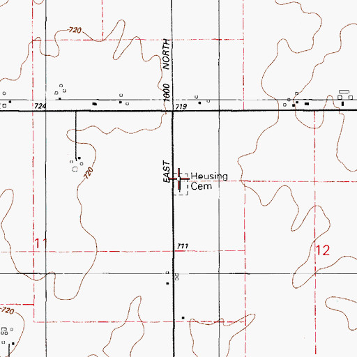 Topographic Map of Heusing Cemetery, IL