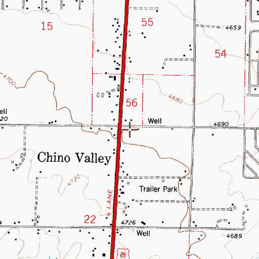 Topographic Map of Chino Valley District Ranger Office, AZ