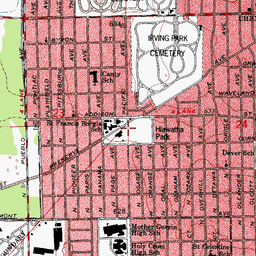 Topographic Map of Hiawatha Park, IL