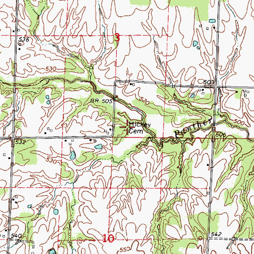 Topographic Map of Hickey Cemetery, IL