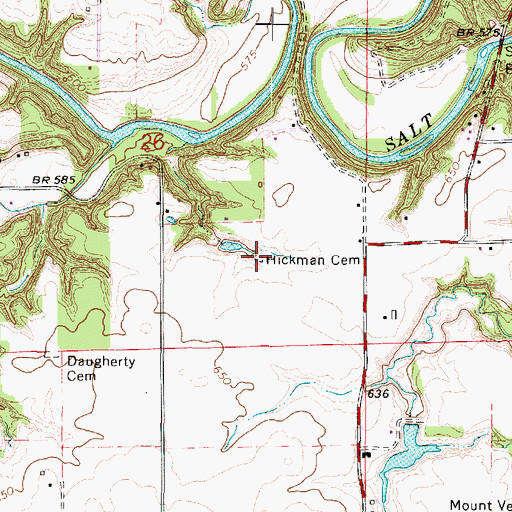 Topographic Map of Hickman Cemetery, IL