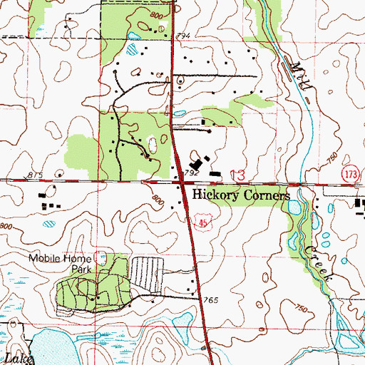 Topographic Map of Hickory Corners, IL