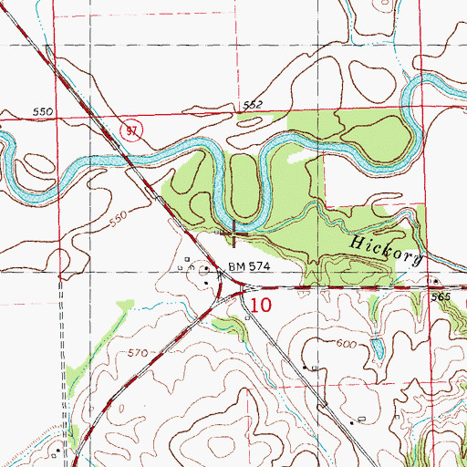 Topographic Map of Hickory Creek, IL
