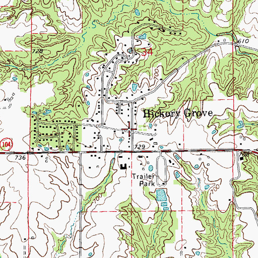 Topographic Map of Hickory Grove, IL