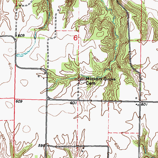 Topographic Map of Hickory Grove Cemetery, IL