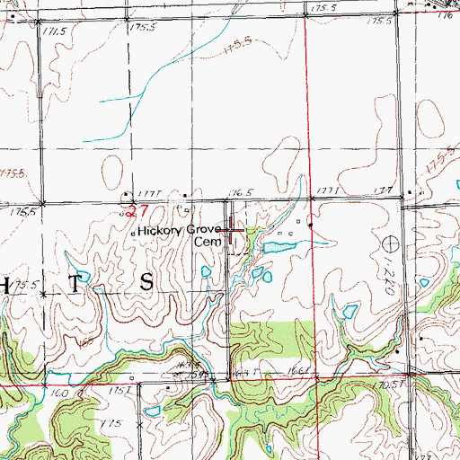 Topographic Map of Hickory Grove Church (historical), IL