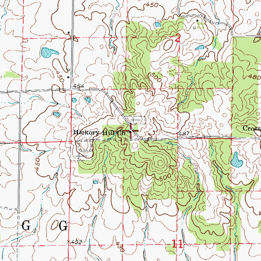 Topographic Map of Hickory Hill Church, IL