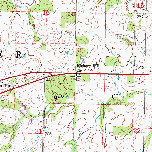 Topographic Map of Hickory Hill Church, IL
