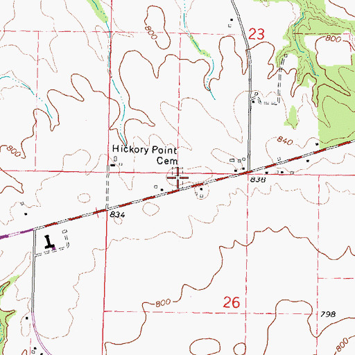 Topographic Map of Hickory Point Cemetery, IL