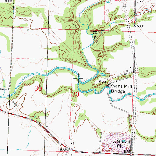 Topographic Map of Hickory Run, IL