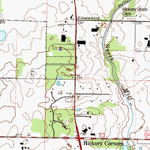 Topographic Map of Hickory School, IL