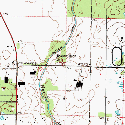Topographic Map of Hickory Union Cemetery, IL