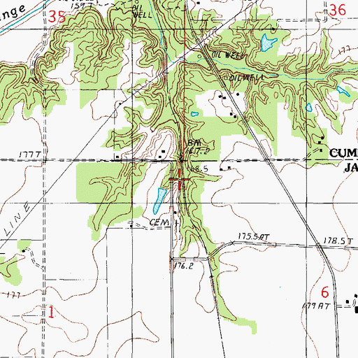 Topographic Map of Hidalgo Cemetery, IL