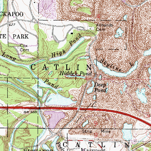 Topographic Map of Hidden Pond, IL