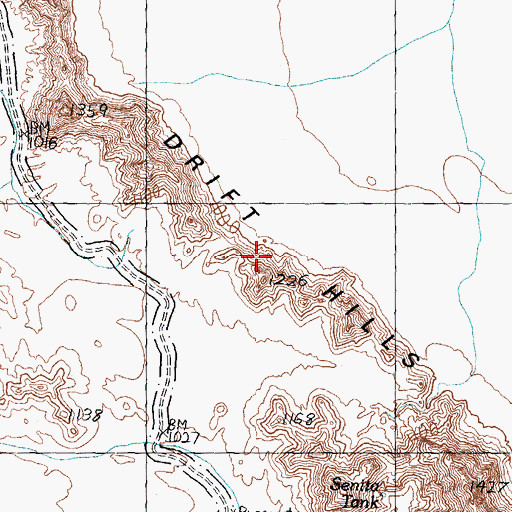 Topographic Map of Drift Hills, AZ